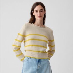 GAP Striped Cream and Yellow Women's Sweater